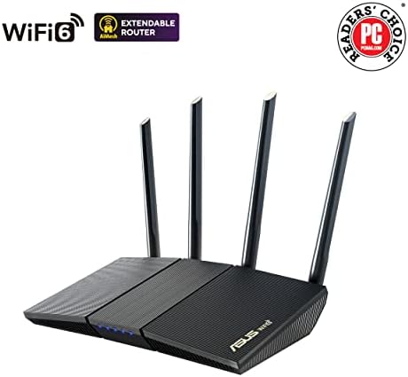 ASUS RT-AX1800S Dual Band WiFi 6 Extendable Router, Subscription-Free Network Security, Parental Control, Built-in VPN, AiMesh Compatible, Gaming & Streaming, Smart Home