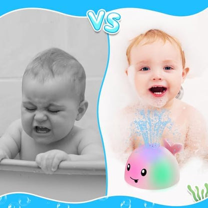 Baby Girl Bath Toys, Toddler Bath Toys for Kids Ages 1-3, Light Up Whale Bath Toy Sprinkler, Pool Water Table Infant Baby Toy 6-12-18 Months Bathtub Fountain Toy Girls 1st Birthday 1 2 3 Gifts
