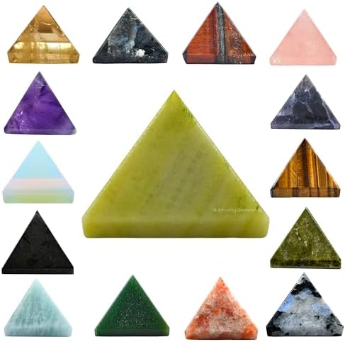 Amazing Gemstone Pack of 11 Crystal Pyramid Healing Stones - 1" Wholesale Bulk Crystals Pyramid Figurine of Natural Stone for Meditation, Reiki, Chakra Balancing and Crystal Pyramids Grid