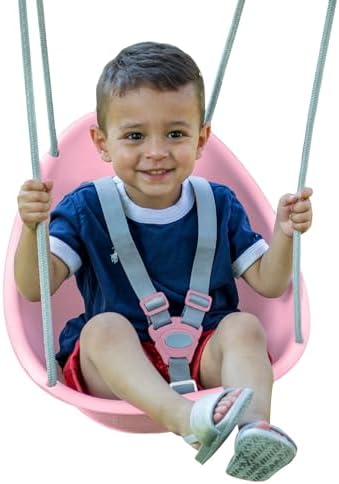 Swurfer Coconut Toddler Swing – Comfy Baby Swing Outdoor, 3- Point Adjustable Safety Harness, Secure, Safe Quick Click Locking System, Blister-Free Rope, Easy Installation, Ages 6-36 Months
