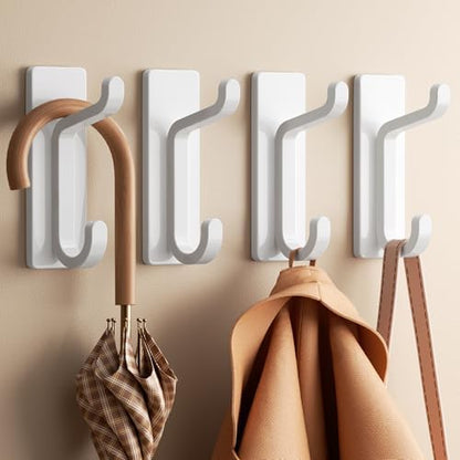 12 Pack Wall Hooks for Coat and Towel: 13LB Adhesive Door Hanger Stick on, White