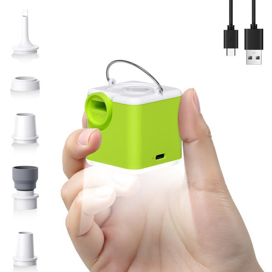 Portable Air Pump for Inflatables, 4.5kPa Mini Air Mattress Pump with Camping Light, 2400mAh Battery Rechargeable Air Pump for Pool Floats, Sleeping Pads, Swimming Ring, Vacuum Storage Bags, Green