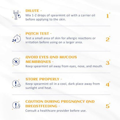 HIQILI 100ML Spearmint Oil for Skin Care, Facial, Can be Added to Lotions, Creams -100% Pure Natural Treatment Grade - 3.38 Fl Oz