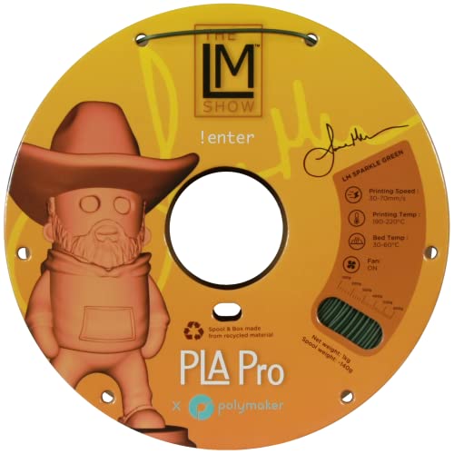 Polymaker PLA PRO Filament 1.75mm 1kg, Tough & High Rigidity LM Sparkle Green 3D Printing Filament 1.75mm, PolyLite PLA PRO 3D Printer Filament 1.75mm, Print with Most 3D Printers