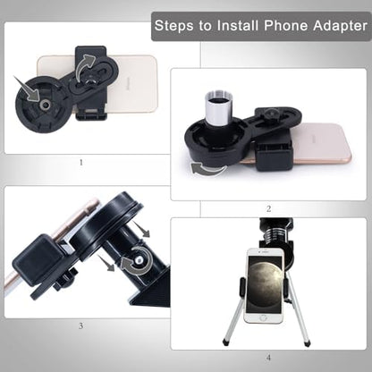 ToyerBee Telescope for Adults & Kids, 70mm Aperture (15X-150X) Portable Refractor Telescopes for Astronomy Beginners, 300mm Professional Travel Telescope with A Smartphone Adapter& Wireless Remote