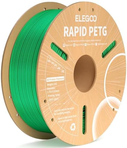 ELEGOO Rapid PETG Filament 1.75mm Green 1KG, High Speed 30-600mm/s 3D Printer Filament Dimensional Accuracy +/- 0.02 mm, 1kg Cardboard Spool(2.2lbs) Fits for Most FDM 3D Printers