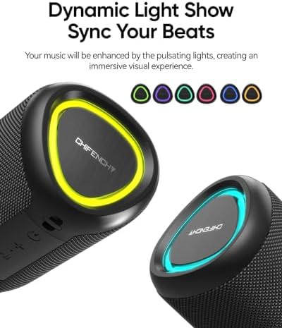 Portable Bluetooth Speaker with Lights, Stocking Stuffers, Powerful Crystal Clear Sound, IPX5 Waterproof, All Day Playtime, BT 5.3, TWS Paring, Small Wireless Speaker for Outdoor, White Elephant Gifts