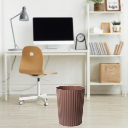 JiatuA Small Trash Can Plastic Wastebasket Round Garbage Container Bin for Bathroom, Kitchen, Bedroom, Home Office, College Dorm, Brown