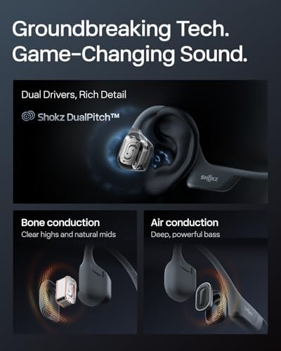 SHOKZ New OpenRun Pro 2 - Open-Ear, Bone Conduction Sport Headphones - with Reflective Strip - Sweat Resistant, Workout Headphones - Secure, Wireless, Comfortable Fit-Deep Bass and Smart Mic App