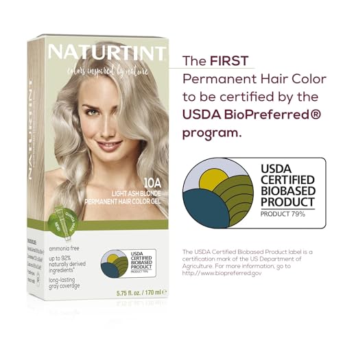 Naturtint 10A Light Ash Blonde Permanent Hair Color (Pack of 6), Ammonia Free, Vegan, Cruelty Free, up to 100% Gray Coverage, Long Lasting Results (Packaging may vary)