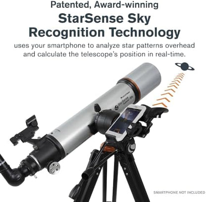 Celestron StarSense Explorer DX 102AZ App-Enabled Telescope – 102mm Refractor with Smartphone Dock & StarSense App – iPhone & Android Compatible – Easy-to-Use for Beginners