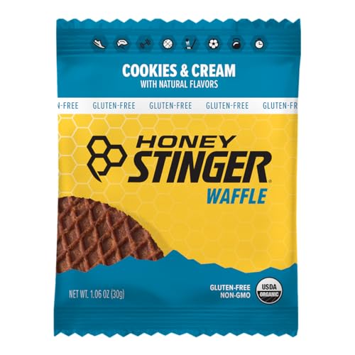 Honey Stinger Organic Gluten Free Cookies & Cream Waffle, Energy Stroopwafel for Exercise, Endurance and Performance, Sports Nutrition for Home & Gym, Pre & During Workout, 16 Waffles, 16.96 Ounce