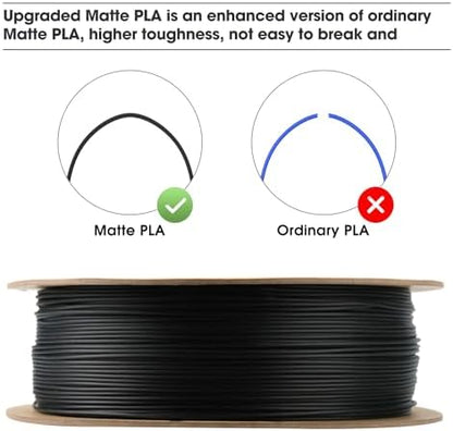 eSUN Matte PLA Filament 1.75mm, Matte 3D Printer PLA Filament, 1KG Spool 3D Printing Filament for 3D Printers, Paper Reel, Deep Black