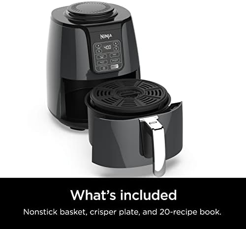 Ninja Air Fryer, Roast, Bake, Air Fry, Roast, Broil, Reheats, & Dehydrates, 4-in-1, Fries, Frozen Food, Veggies, and Juicy Meat, Less Oil, Easy Meals, Healthy Meals, Compact, 4 QT, Grey, AF101