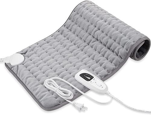 Heating Pad-Electric Heating Pad for Back,Neck,Abdomen,Moist Heated Pad for Shoulder,Knee,Hot Pad for Arms and Legs,Dry&Moist Heat & Auto Shut Off(Silver, 12''×24')