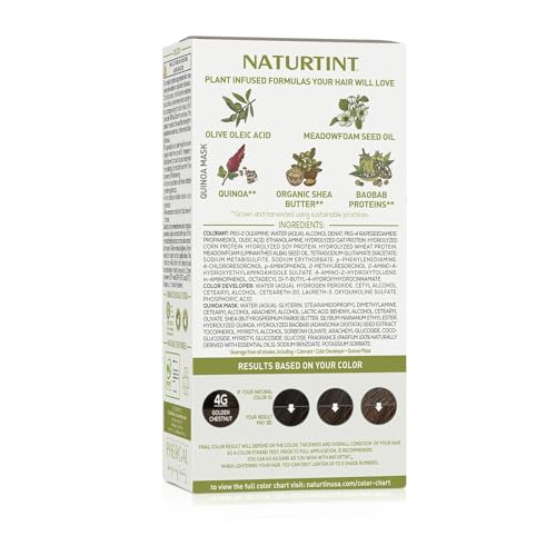 Naturtint 4G Golden Chestnut Permanent Hair Color (Pack of 6), Ammonia Free, Vegan, Cruelty Free, up to 100% Gray Coverage, Long Lasting Results (Packaging may vary)