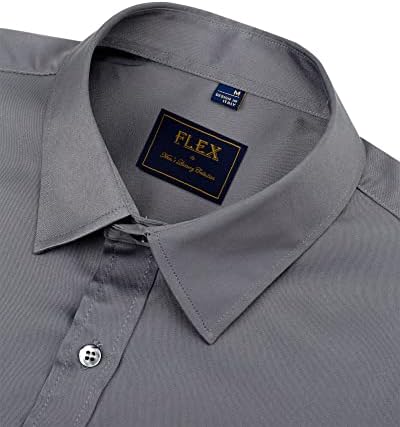 J.VER Men's Dress Shirts Solid Long Sleeve Stretch Wrinkle-Free Formal Shirt Business Casual Button Down Shirts