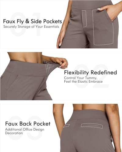 G4Free Yoga Pants Women Wide Leg Pants with Pockets High Waist Stretch Dress Casual Sweatpants Petite/Regular/Tall