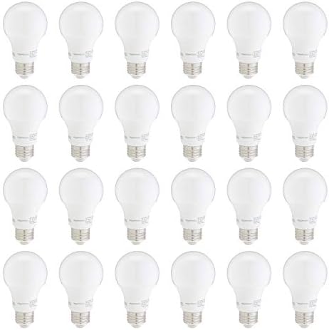 Amazon Basics Non-Dimmable LED Light Bulbs, Long Lasting, 9W, E26 Base, 5000K Daylight White, A19, 60W Equivalent, 24-Pack