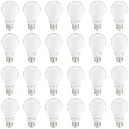 Amazon Basics Non-Dimmable LED Light Bulbs, Long Lasting, 9W, E26 Base, 5000K Daylight White, A19, 60W Equivalent, 24-Pack