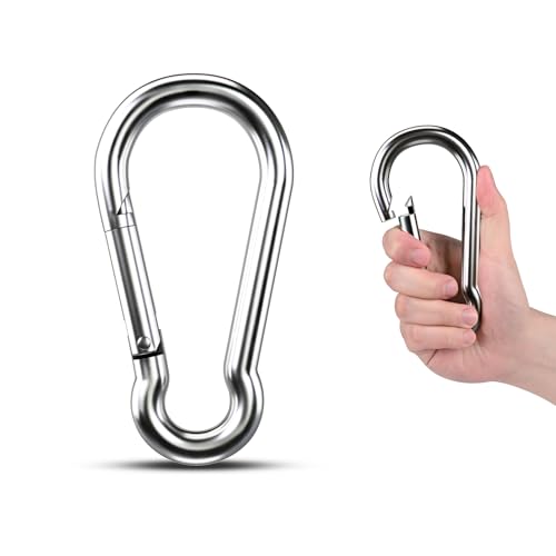 Large Carabiner Clip Hooks, 1pc 7 inch Carabiner Heavy Duty, 304 Stainless Steel Spring Snap Hook Fits Camping Hanging Hiking Weight Lifting, Metal Clips for Rope or Chain
