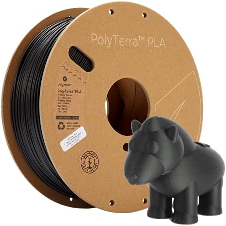 Polymaker Matte PLA Filament Charcoal Black 1.75mm 1kg 3D Printing Filament, PolyTerra 3D Printer PLA Filament