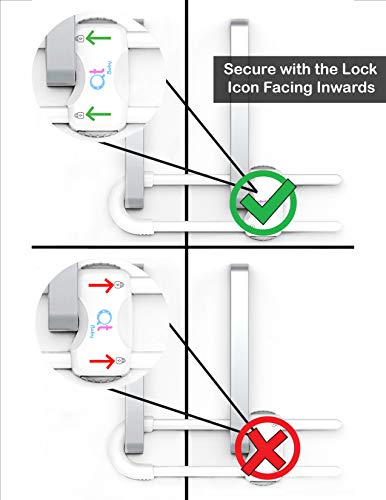 Baby Proofing Cabinet Locks Adjustable U Shaped Baby Safety Latches for Drawers, Fridge, Closet Modern Baby Proofing Cabinet Lock with Extra Secure Lock Buttons (Pack of 6, White)