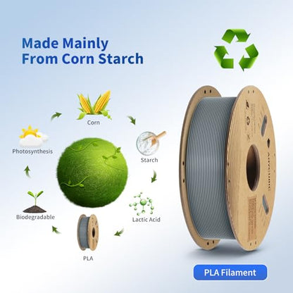 ANYCUBIC PLA 3D Printer Filament, 3D Printing PLA Filament 1.75mm Dimensional Accuracy +/- 0.02mm, 1KG Spool (2.2 lbs), Silver