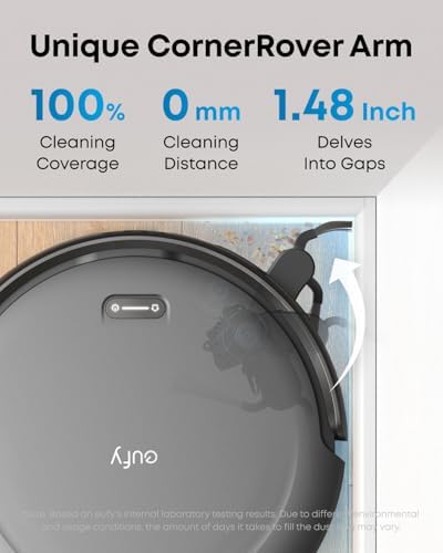eufy C10 Robot Vacuum Self Emptying, 8 Weeks Hands Free, Advanced Smart Mapping with LiDAR Navigation, 2.85-Inch Slim Design, Powerful Suction, Edge Expansion Brush for Pet Hair
