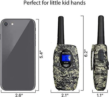 Retevis RT628 Kids Walkie Talkies,Army Toys for 6-12 Year Old Boys Girls,FRS Walky Talky with Key Lock,Gift for Outdoor Adventure Camping Hunt Trip(2 Pack,Camo)