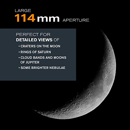 Celestron – AstroMaster 114EQ Newtonian Telescope – Manual Reflector for Beginners – Aluminized Mirror – Adjustable-Height Tripod – Includes Accessories Plus Astronomy Software Package
