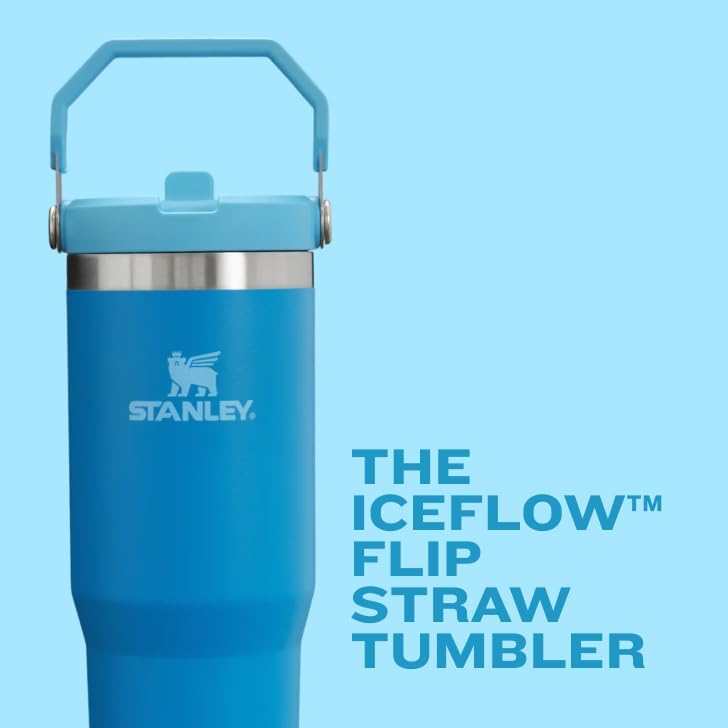 Stanley IceFlow Stainless Steel Tumbler with Straw - Vacuum Insulated Water Bottle for Home, Office or Car Reusable Cup with Straw Leak Resistant Flip Cold for 12 Hrs or Iced for 2 Days (Rose Quartz)