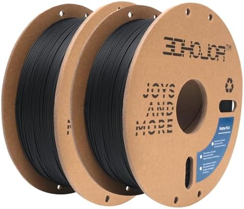 Matte PLA Filament 1.75mm, Upgrade Matte 3D Printer PLA Filament, 1KG*2 Bundle Cardboard Spool 3D Printing Filament for 3D Printers(Matte Black 2Pack)