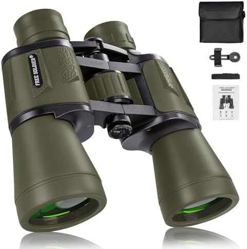 20x50 Hunting Binoculars for Adults High Powered with Low Light Night Vision - 28mm Large Eyepiece Professional Binoculars for Bird Watching Hiking Travel with BAK4 Prism FMC Lens, Green