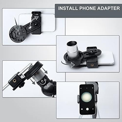 Telescope 70mm Aperture 500mm - for Kids & Adults Astronomical Refracting Telescopes AZ Mount Fully Multi-Coated Optics, with Diagonal Mirror Phone Adapter, Carrying Bag, Wireless Remote Black