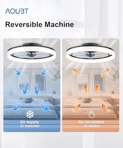 Ceiling Fans with Lights and Remote, 20" Modern Low Profile Ceiling Fan with Light, Stepless Color Temperature Change and 6 Speeds for Bedroom, Kids Room and Living Room (Black)