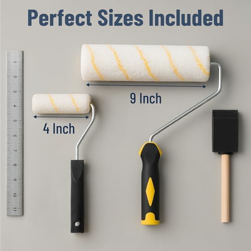Bates - Paint Tray Set, Paint Rollers, Paint Brushes for Wall, Tray, Roller Brush, 11 Piece Home Painting Supplies, Foam Brush, House Painting Supplies, Painting Tools, Interior, Exterior