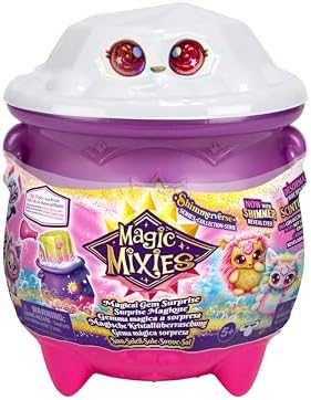 Magic Mixies Magical Gem Surprise Cauldron: Sun. with New Shimmer Eyes! Reveal an Mixie Plushie from The Fizzing Cauldron and Discover 2 Magical Solar Gem Surprises! Styles May Vary