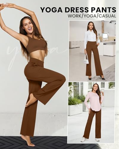 G4Free Yoga Pants Women Wide Leg Pants with Pockets High Waist Stretch Dress Casual Sweatpants Petite/Regular/Tall
