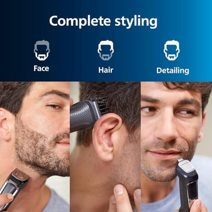 Norelco Philips Multigroom 3000 Series, All-in-One Trimmer, Beard Trimmer and Hair Clipper, 15-Piece Men's Grooming Kit for Head, Beard, Face, Nose, Ears, No Blade Oil Needed, Soft Pouch, MG3770/40