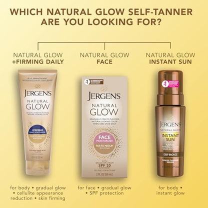 Jergens Natural Glow +Firming Self Tanner Body Lotion, Fair to Medium Skin Tone, Sunless Tanning Moisturizer with Collagen and Elastin. Helps to Visibly Reduce Cellulite, 7.5 Fl Oz (Pack of 2)