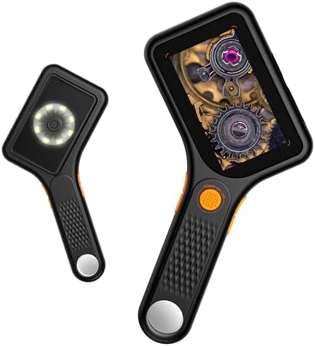 Microscope for Kids Adults - 3 Inch IPS Screen, Ahalfcit Digital Microscope, 500X Handheld Coin Magnifier, 3 Level LED Light, Compatible with Windows, Mac OS (D-Black)