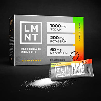 LMNT Zero Sugar Electrolytes - Mango Chili Salt | Drink Mix | 30 Count