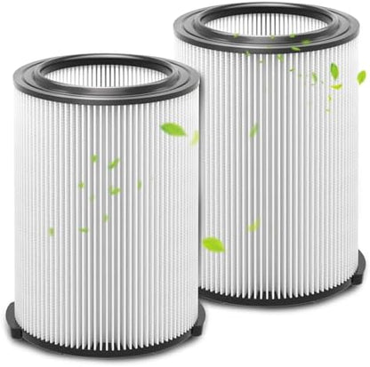2 Pack Standard Wet/dry Vac Filter Vf4000 Compatible with RIDGID Vacs 5-20 Gallons Vacuum Cleaner, Replacement Vf4000 filter