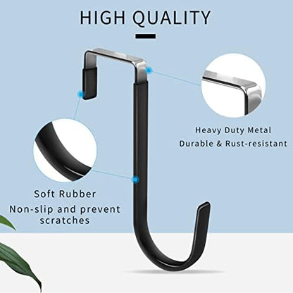 FYY Over The Door Hooks, 10 Pack Door Hangers Hooks with Rubber Prevent Scratches Heavy Duty Organizer Hooks for Living Room, Bathroom, Bedroom Hanging Clothes, Towels, Hats, Coats, Bags Black