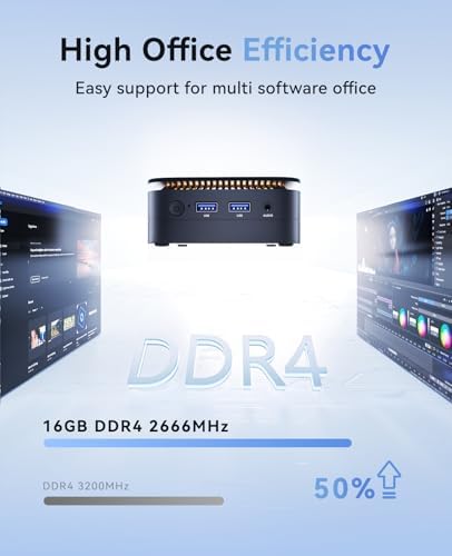 KAMRUI Essenx E1 Mini PC Computer with N97 Processor, 16GB DDR4 RAM 256GB M.2 SSD, Mini Desktop Computer Support Dual 4K, WiFi, Bluetooth, Ethernet, HTPC for Business, Education, Home
