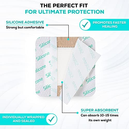 MedVanceTM Silicone - Bordered Silicone Adhesive Foam Dressing, Size 3"x3", (1.8"x1.8" pad), Box of 10 dressings