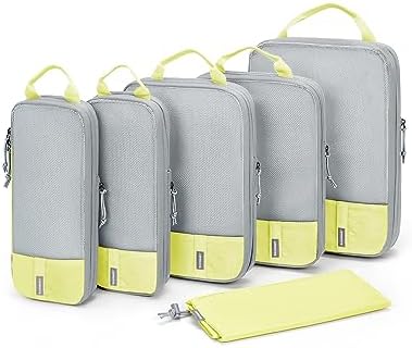 BAGSMART 6 Set Compression Packing Cubes - Lightweight Travel Essentials, Durable Luggage Organizer