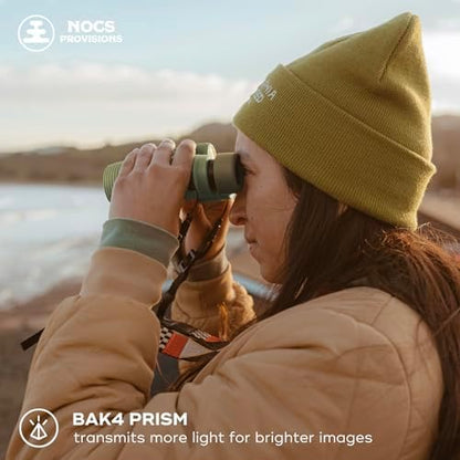 Nocs Provisions Field Issue Compact 10x32 Waterproof Binoculars, Shockproof, Fogproof, 10X Magnification, Bak4 Prism, Multi-Coated Lenses for Adults & Kids, Bird Watching, Hunting & Wildlife Viewing