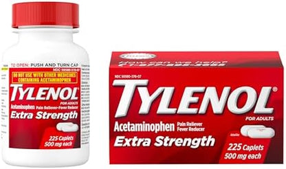 Tylenol Extra Strength Acetaminophen 500mg Caplets, Pain Reliever & Fever Reducer, Pain Relief Pills for Headache, Backache, Toothache, Minor Arthritis & Menstrual Cramps, Value Size, 225 Count